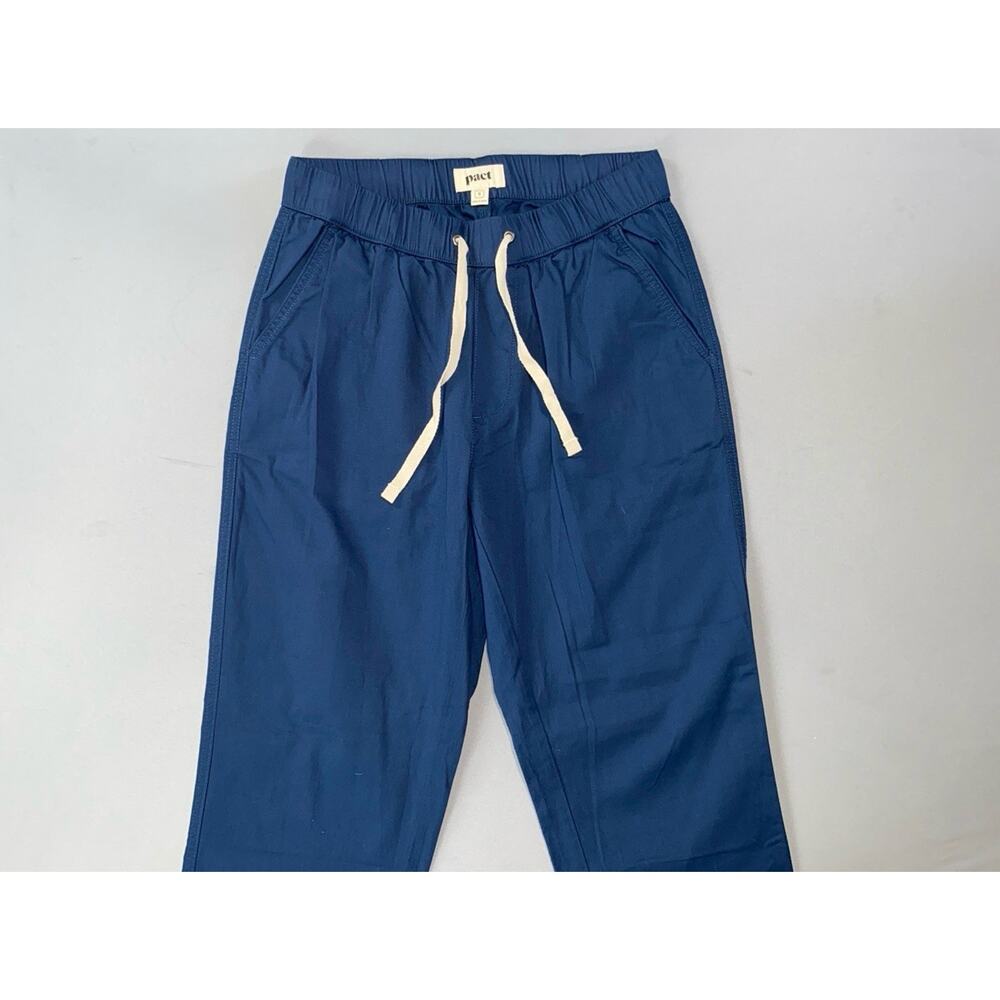 Pact Women's Drawstring Pants in Navy with Cream Tie